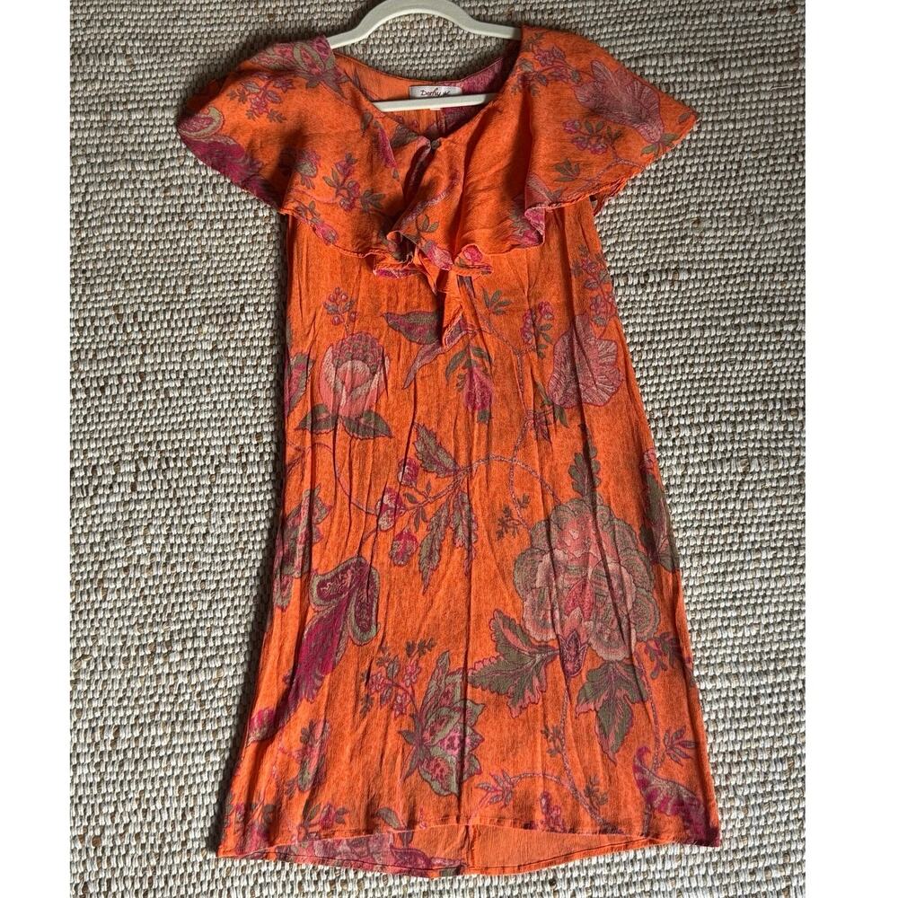 René Derhy Paris Vintage Orange Floral Cape Mini Dress Cottagecore Fairycore S